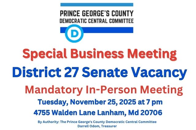 PGCDCC Special Business Meeting: District 27 Senate Vacancy