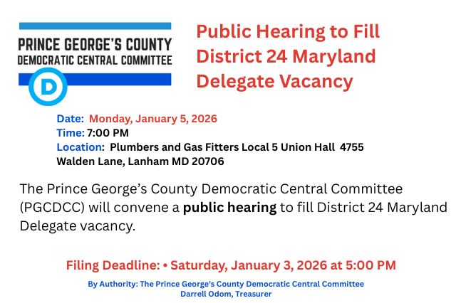 Public Hearing to Fill District 24 Maryland Delegate Vacancy 